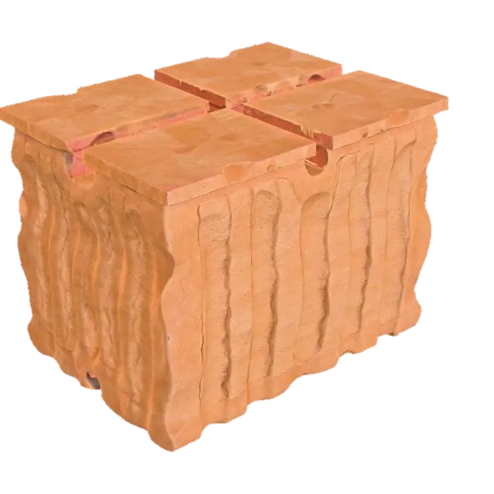 A modular sandstone rib segment, measuring 4x4x4 meters, featuring flat end caps… 3D model, vytvořený pomocí AI