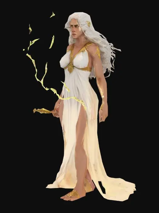 3D model for e se zeus seria mulher como seria? faz ela com um raio na mao