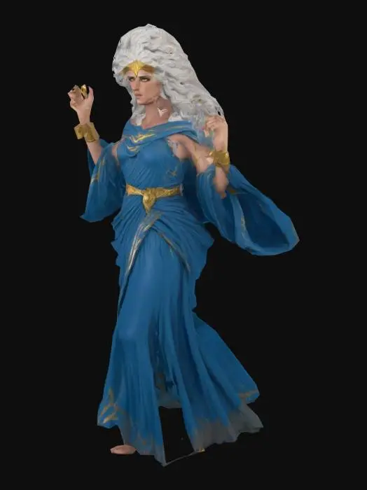 3D model for e se zeus seria mulher como seria? faz ela com um raio na mao