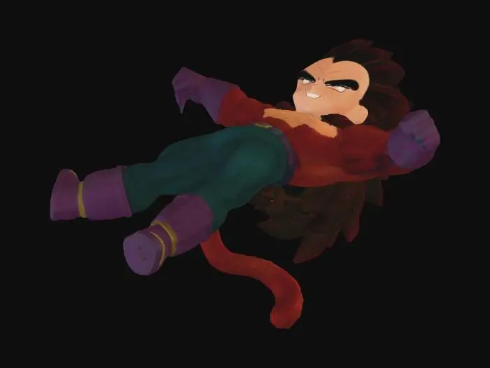 3D model for Chibi Saiyan Warrior with Tail