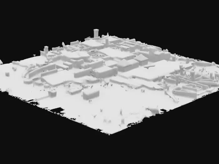 3D model for Büyük bir ortaçağ şehri oluştur. Evler, ahırlar, tavernalar bir düzende olsun. Yollar evlerin dizilişi düzenli olsun.