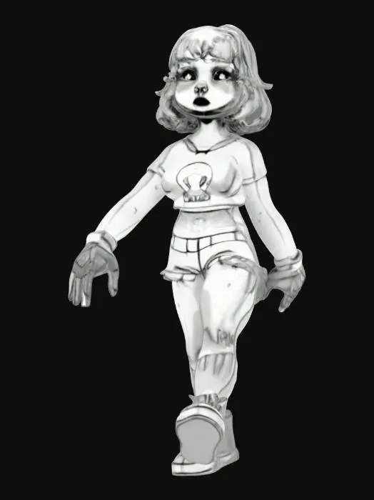 3D model for girl wearing a skull shirt