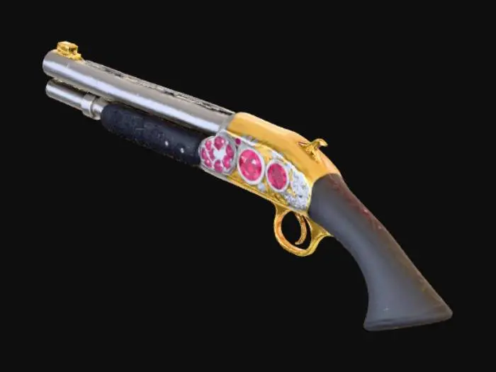 3D model for Gold,diamond,Ruby,silver stylized Shotgun