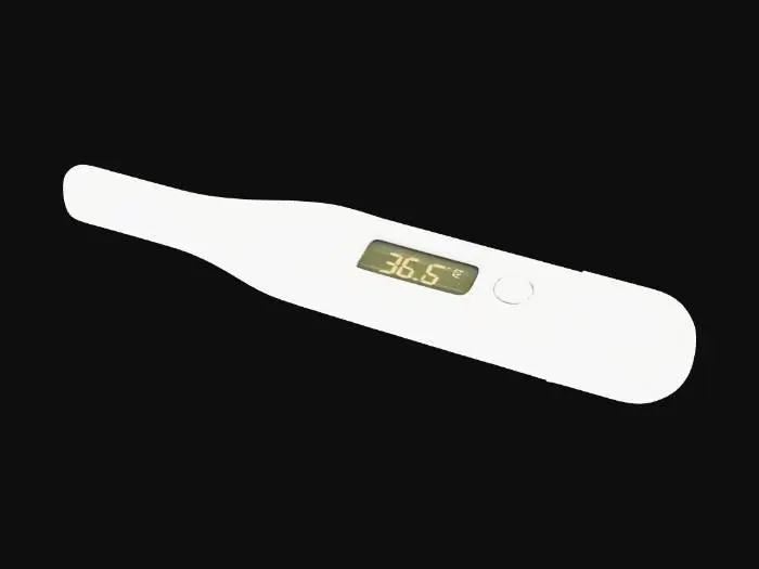 3D model for stylized premium digital thermometer,
simple clean design, rounded edges,
single object, one material, game-ready for Unity,
clean topology, minimal details, neutral lighting,
centered, no background