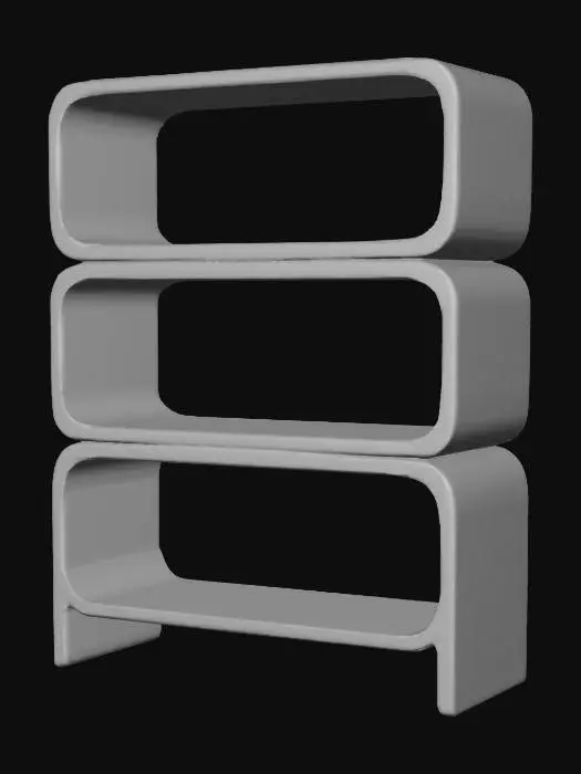 3D model for stylized premium storage shelf unit,
clean modern design, rounded edges, minimal details,
single object, one material, game-ready for Unity,
clean topology, no small details, neutral lighting,
centered, no background