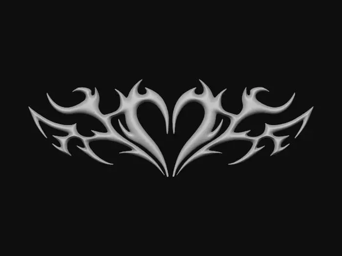 3D model for Silver Tribal Heart Design