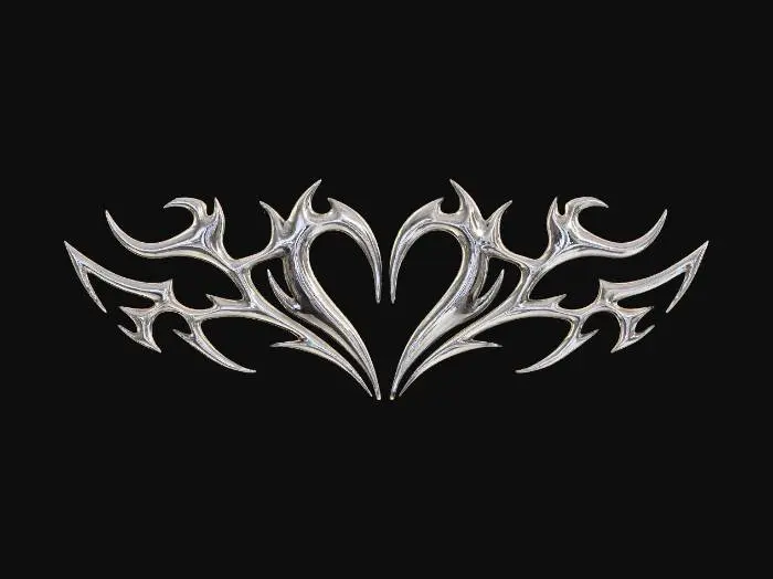 3D model for Silver Tribal Heart Design