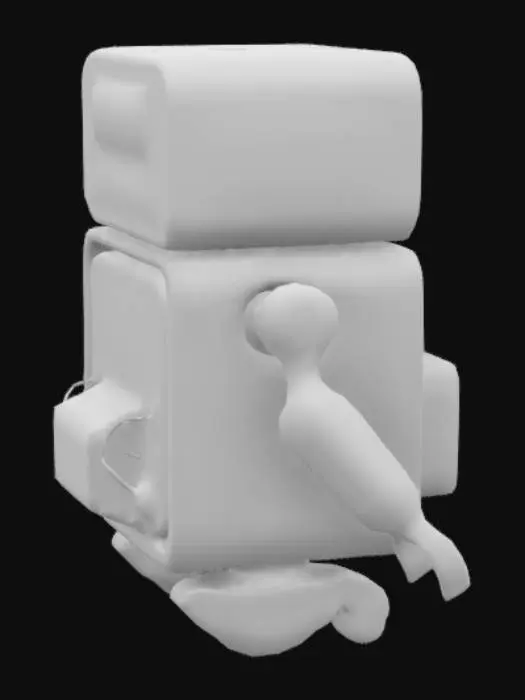 3D model for Box robot, there is storage in the middle and there is a storage to take out the storage