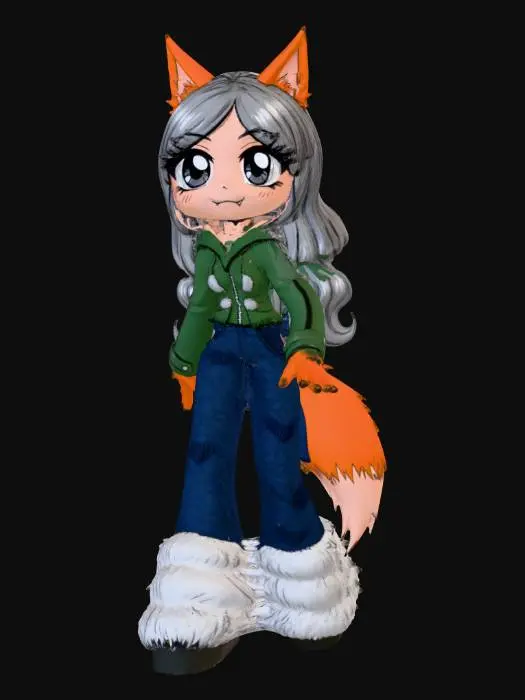 3D model for Fox-Eared Anime Character