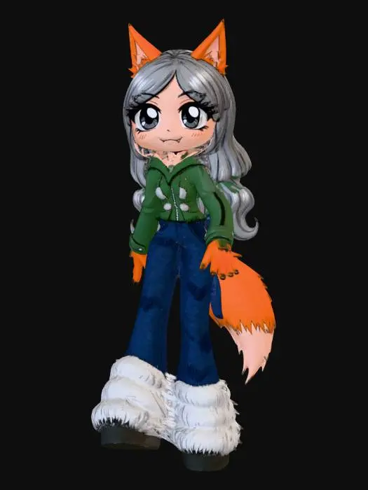 3D model for Fox-Eared Anime Character