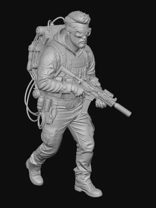 3D model for Tech-Rigged Combat Mechanic
