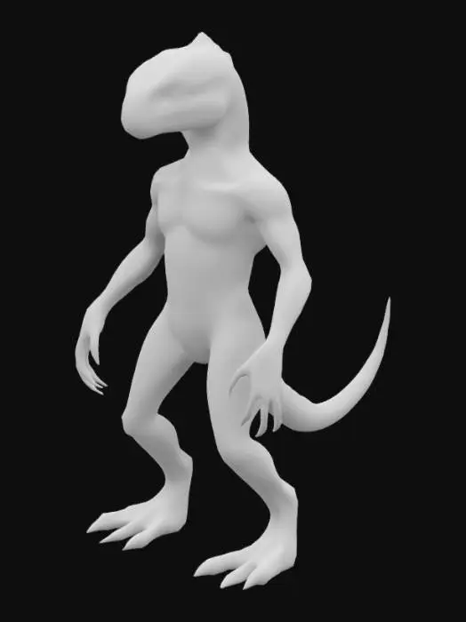 3D model for reptoid.  human like reptilian creature with scaley skin and claws.  stands up right. 
