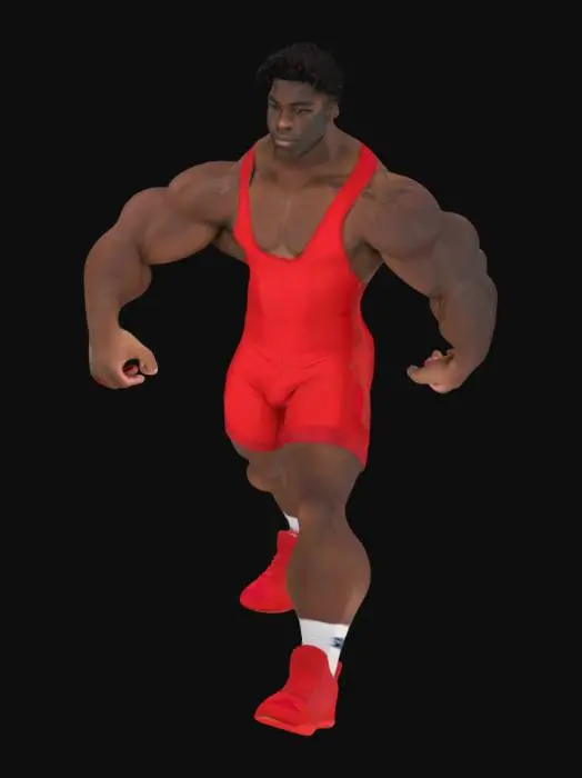3D model for Black male high school wrestler in a red singlet