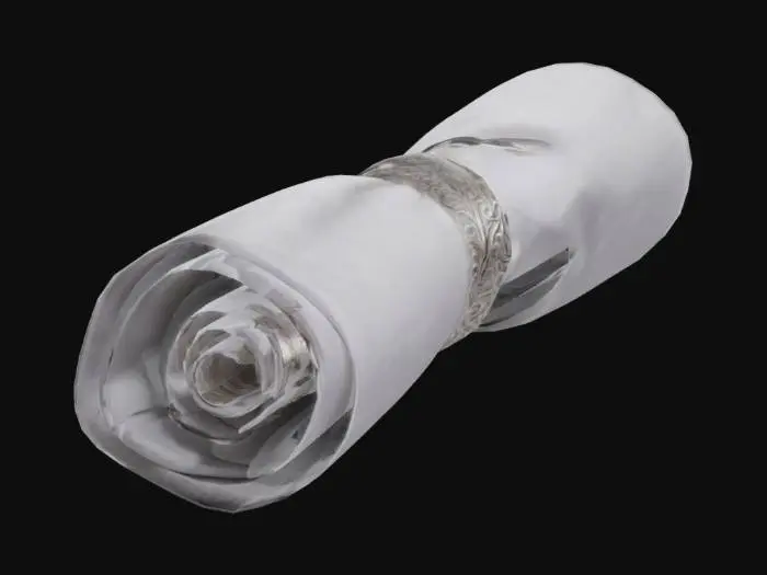 3D model for Table napkin rolled elegantly with a silver ring