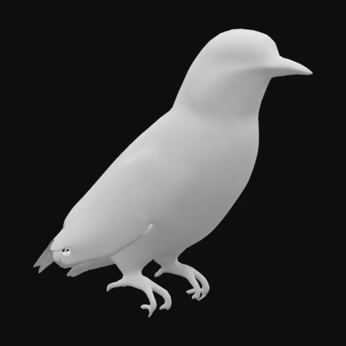 3D model for Create a 3D model of a European Roller (Coracias garrulus) with a medium-sized, sturdy body and a proportionally large wingspan. The head is slightly rounded, and the neck is short, transitioning smoothly into the body. The beak is short, strong, and slightly curved. The wings are broad and long, designed for agile flight, while the tail is slender and moderately elongated. The legs are short but robust, with three forward-facing toes and one backward-facing toe for perching.