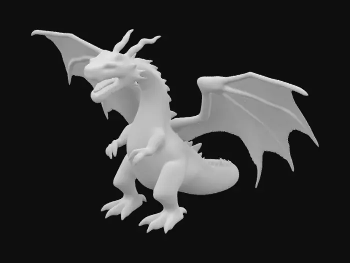 3D model for Dragon with Wings mouth open teeth showing standing upright 