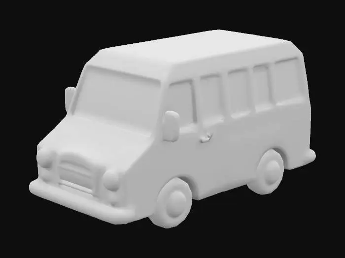 3D model for low poly stile mini bus 