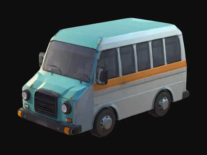 3D model for low poly stile mini bus 