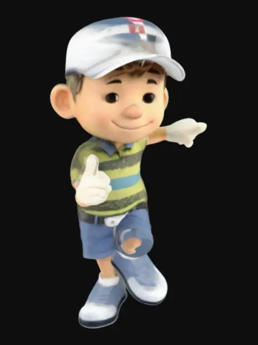 3D model for Cheerful Boy in Striped Shirt