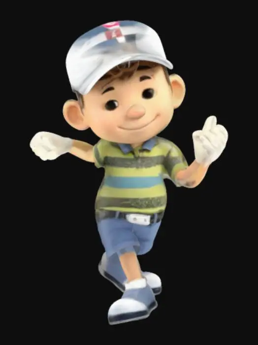 3D model for Cheerful Boy in Striped Shirt