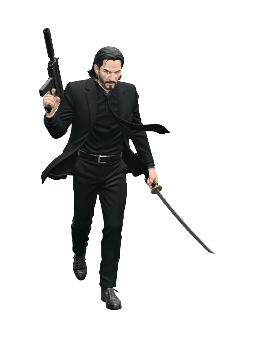 John Wick - Poster-3D-modell, genererad av AI