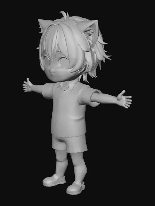 3D model for Cat-Eared Chibi Boy