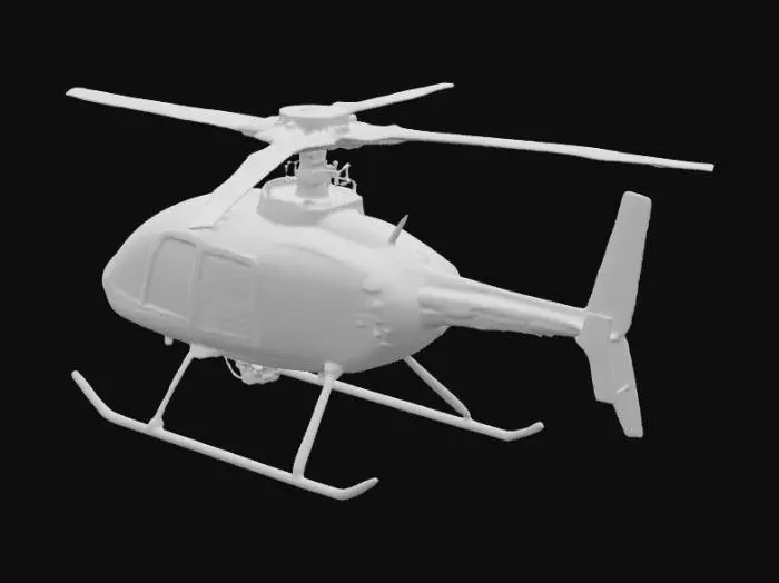 3D model for NASA Ingenuity Mars helicopter, realistic 3D model, four rotor blades, lightweight structure, solar panel on top, thin landing legs, metallic and carbon fiber look, high detail, technical design