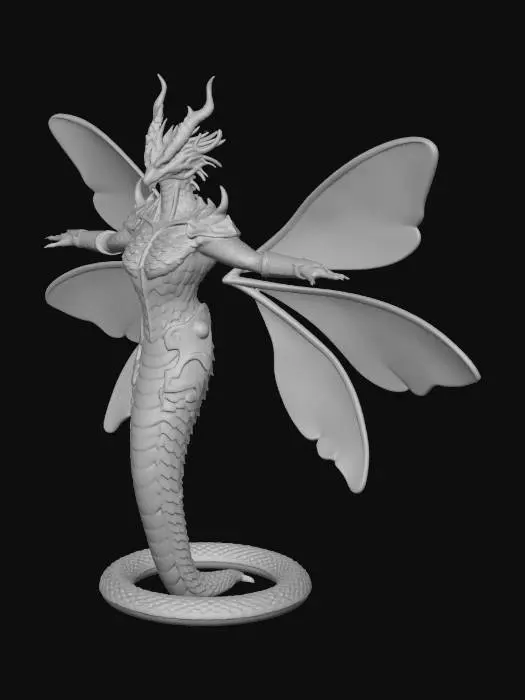 3D model for Abyss Serpent with Four Moth Wings