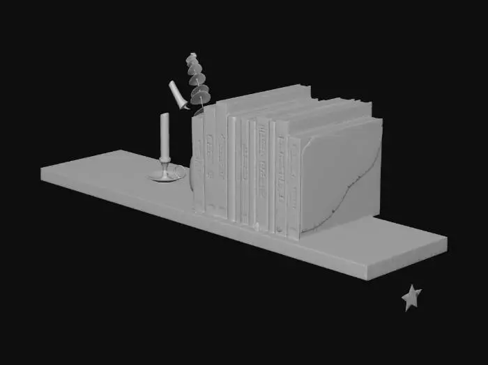 3D model for Minimalist Bookshelf on a Black Wall