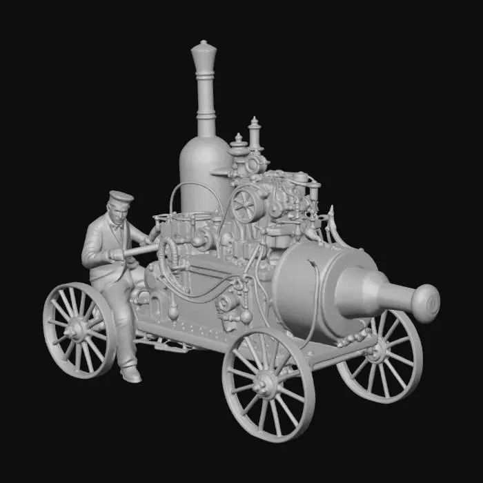 3D model for Antique Steam Engine on Wheels