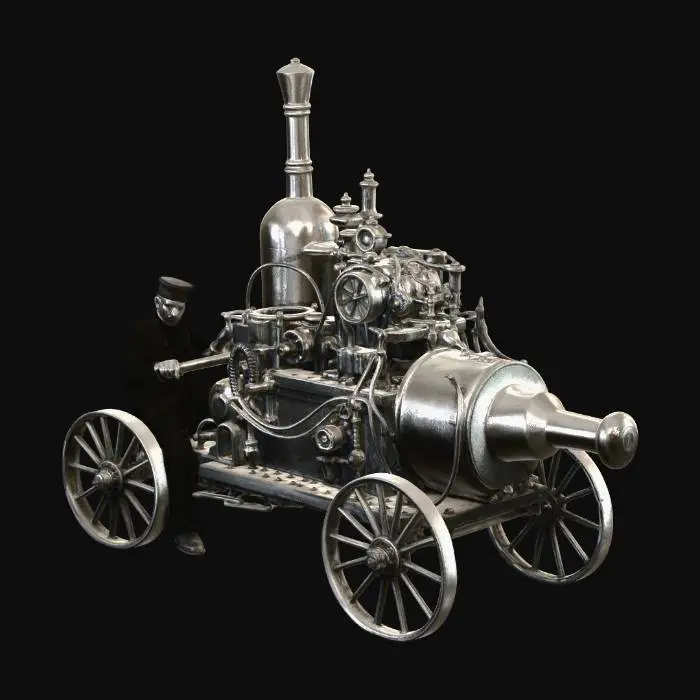 3D model for Antique Steam Engine on Wheels