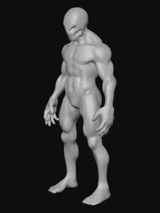 3D model for #villain#,   crie um vilao et-valdo e uma textura realistica para o vilao et-valdo com simetria perfeita pele na cor verde e ohos pretos roupa espacial camuflada luvas pequenas e preta nas maos e bota cano curto na cor preta