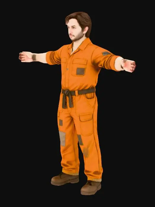 3D model for Worker in Orange Jumpsuit