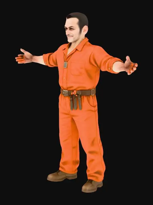 3D model for Carpenter in Orange Jumpsuit
