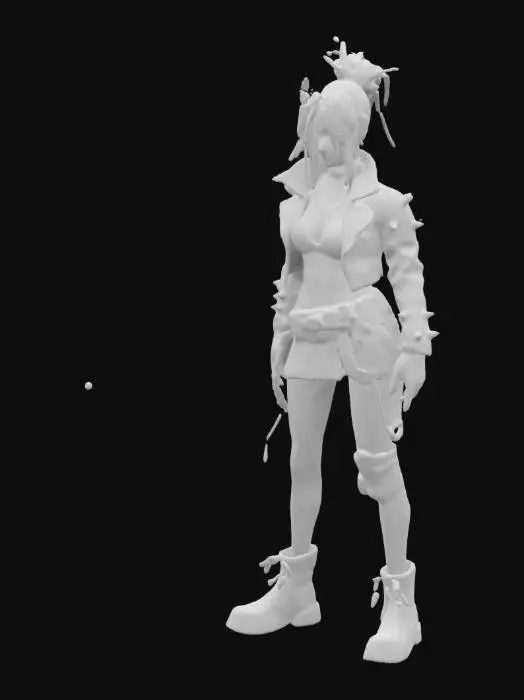 3D model for Cyberpunk girl, grimace, badass, tattoo, arcane, colorful, neon, punk, rock, metal, masterpiece, disney , clash of clan