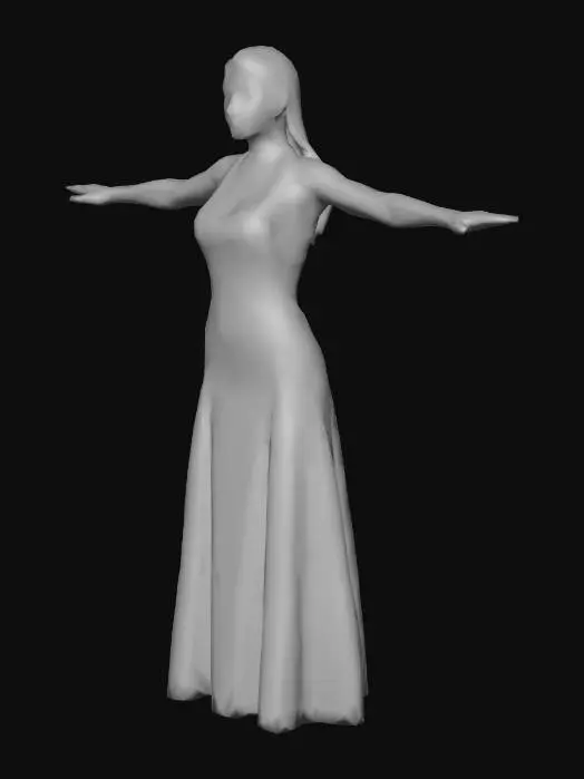 3D model for a hot woman with big breasts
 she has a red dress and red eyes she has  black hair with a little bit of blond in the front