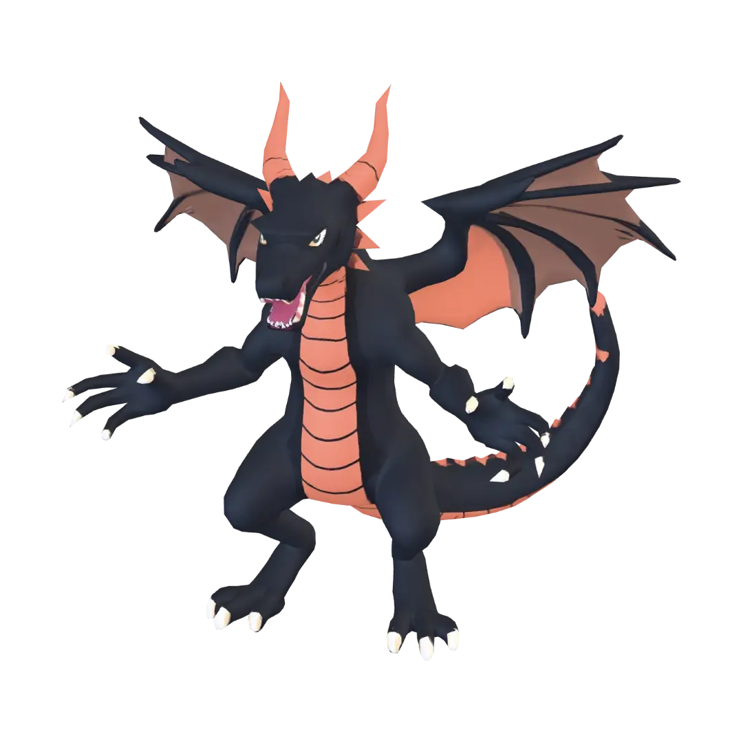 A stylized Western dragon, vector illustration art style, dark charcoal gray… - Dragonwings 3D model, vytvořený pomocí AI