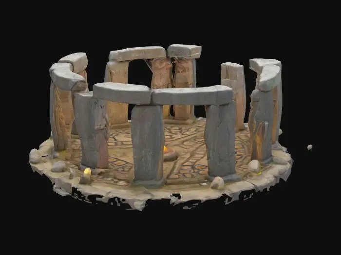 3D model for scifi stonehenge made from rock and bones and magic stones