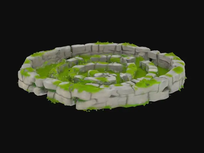 3D model for a maze made from stone and grass