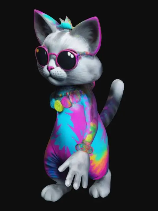 3D model for Raver CAT character hippie t-pose
