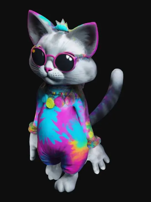 3D model for Raver CAT character hippie t-pose
