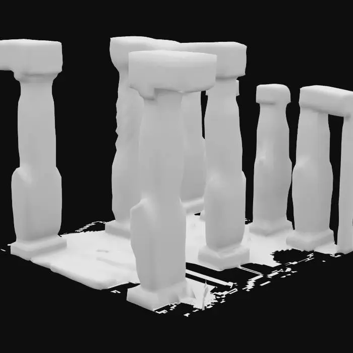 3D model for scifi stonehenge made from rock and bones and magic stones