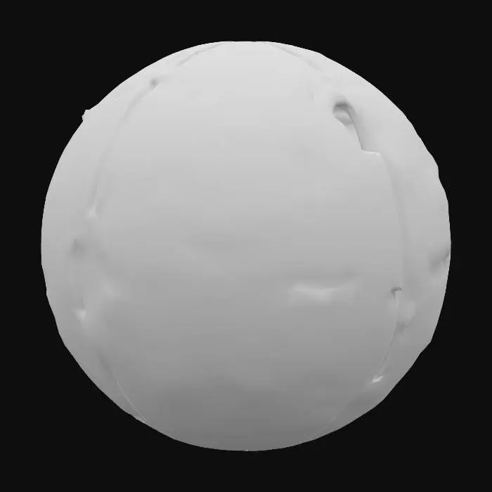 3D model for A sci-fi cyber planetoid, its surface a complex tapestry of dark, polished metallic plates and gleaming, etched circuits. led lights protrude at various points, emitting soft green light. The texture is a blend of smooth, cold metal and intricate, raised circuitry, giving it a high-tech, artificial feel. Its overall spherical shape is broken by geometric structures and integrated energy conduits, suggesting a fully automated, advanced celestial body.