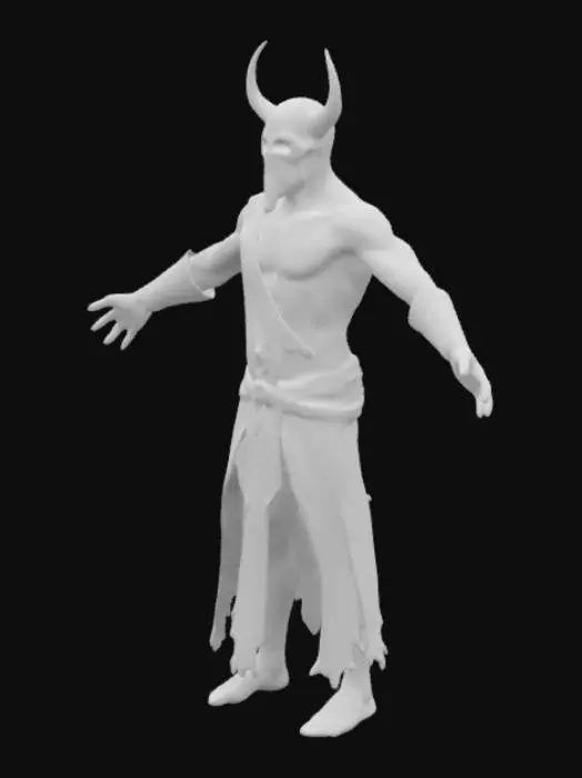 3D model for a skull head humanoid,wearing crown and short horn,spooky tense muscular lava body, robe-like texture,amazing detailed texture,hd resolution,8k resolution,t-pose,wearing broken medieval war suite.