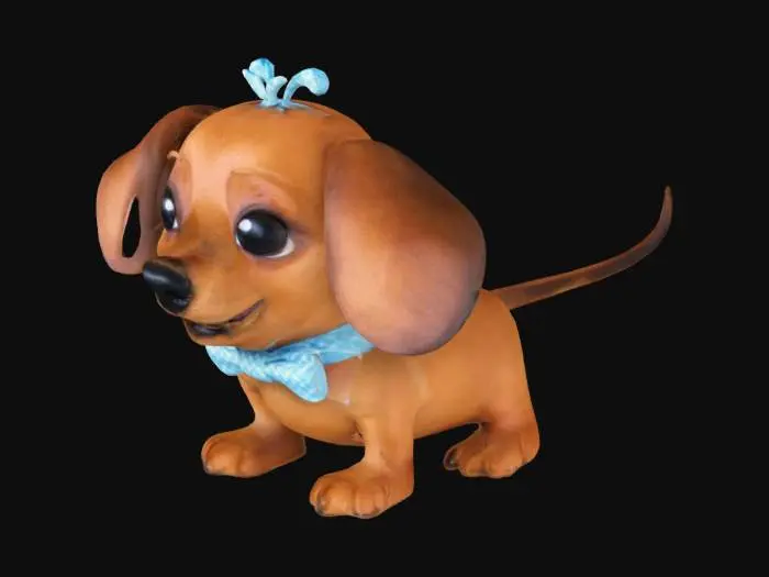 3D model for Erstelle mir einen süßen Dackel, mit einer Fliege um den Hals