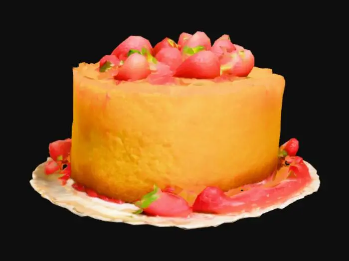 3D model for #food#, crie o maior bolo do mundo de fubá com molho de goiabada e morango do amor