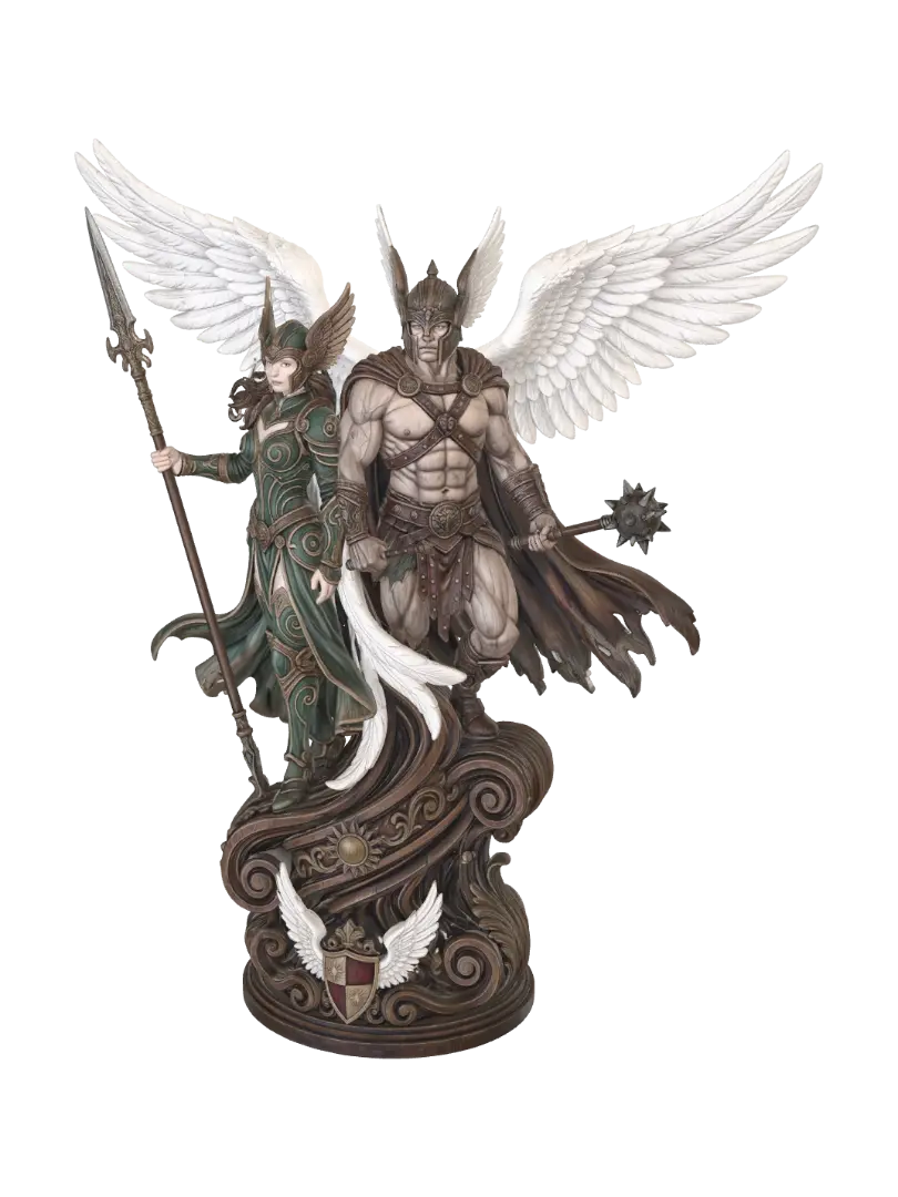 Modelo 3D de victorian winged warrior couple - Roccoartnouveau, gerado por IA