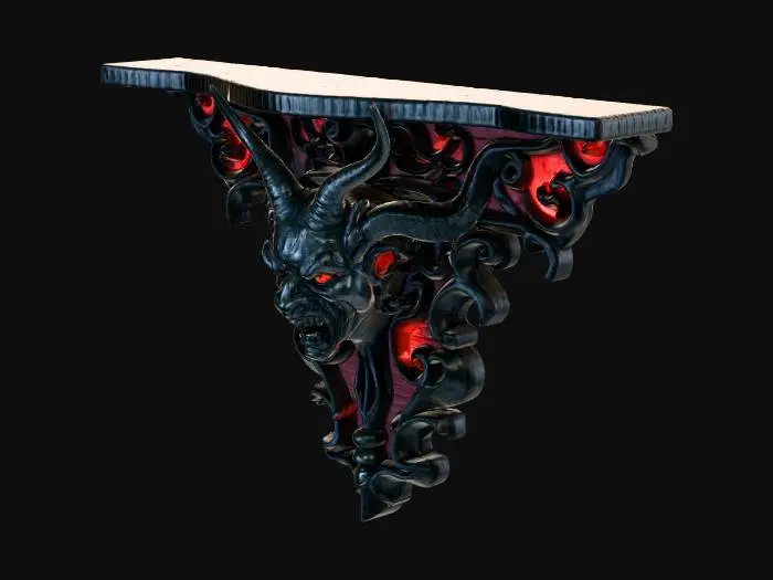 3D model for a mystical demonic wall sconce corbel with a flat back and a flat top