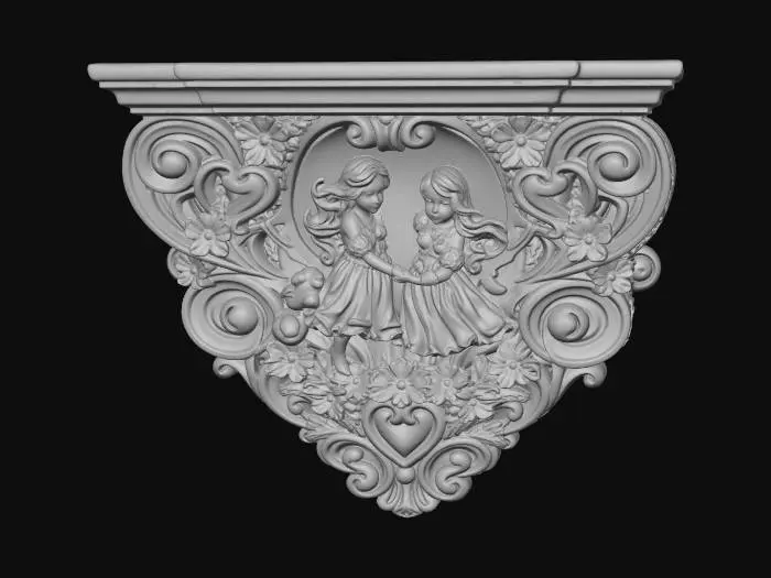 3D model for Two Girls in Floral Corbel