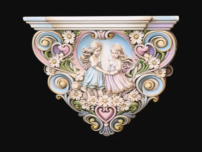 3D model for Two Girls in Floral Corbel